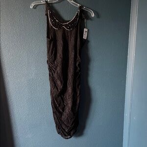 Windsor Black One Shoulder Dress with Beaded Detail